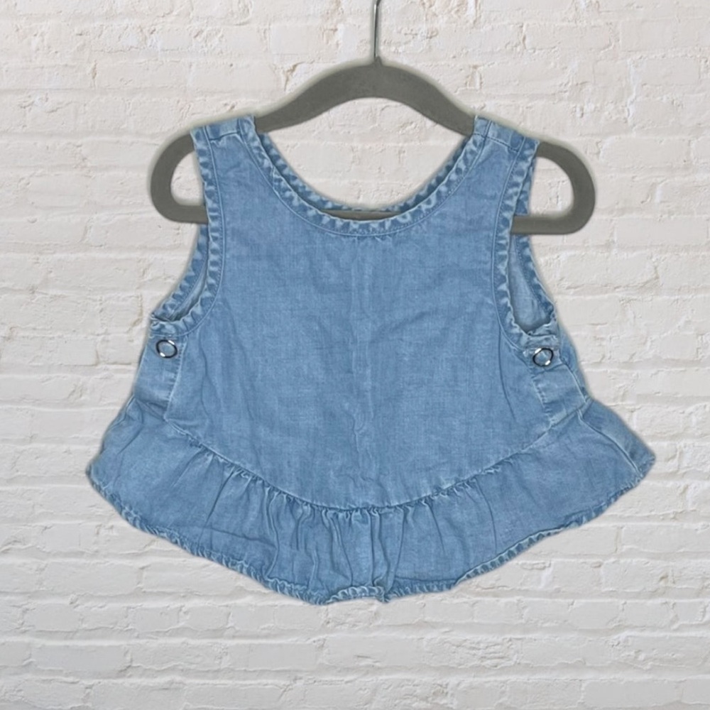 Zara Cropped Denim Peplum Tank
